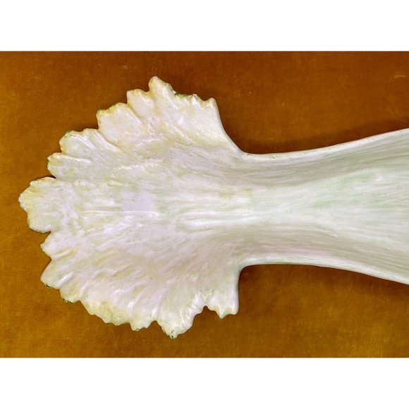 CELERY SHAPED DISH - Tray - Spoon Rest - Ceramic - Pale Green 14" x 5" Unmarked - Picture 2 of 7